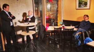 Frank Schwabe, Sprecher der Denkfabrik und Angela Marquardt, Geschäftsführerin, bei der Begrüßung der Gäste